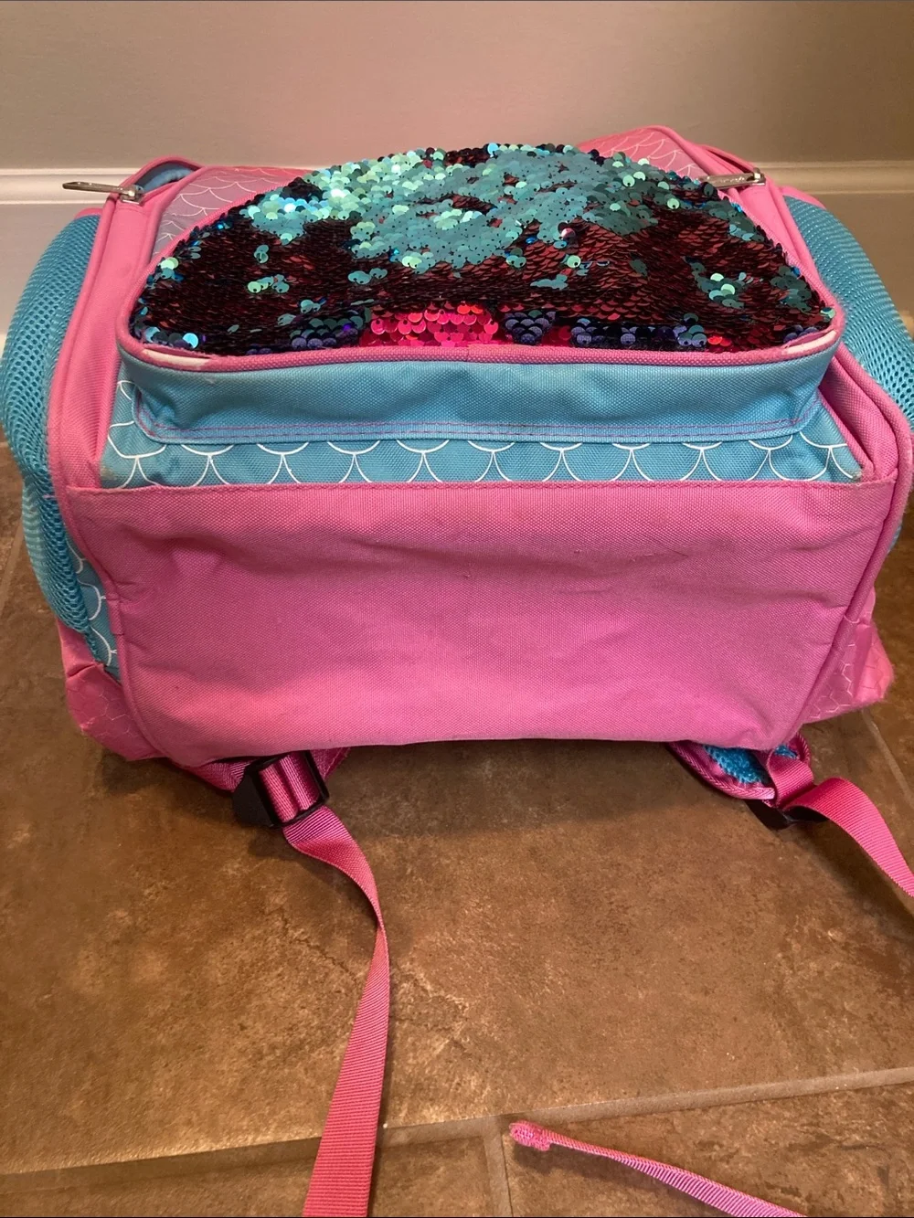 Ride-It Kids Pink Ombre Mermaid Backpack with Reversible Sequin Pocket